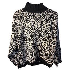 VTG Liberty Knits Women Medium Nordic Fair Isle Sweater Mockneck Cozy Winterwear